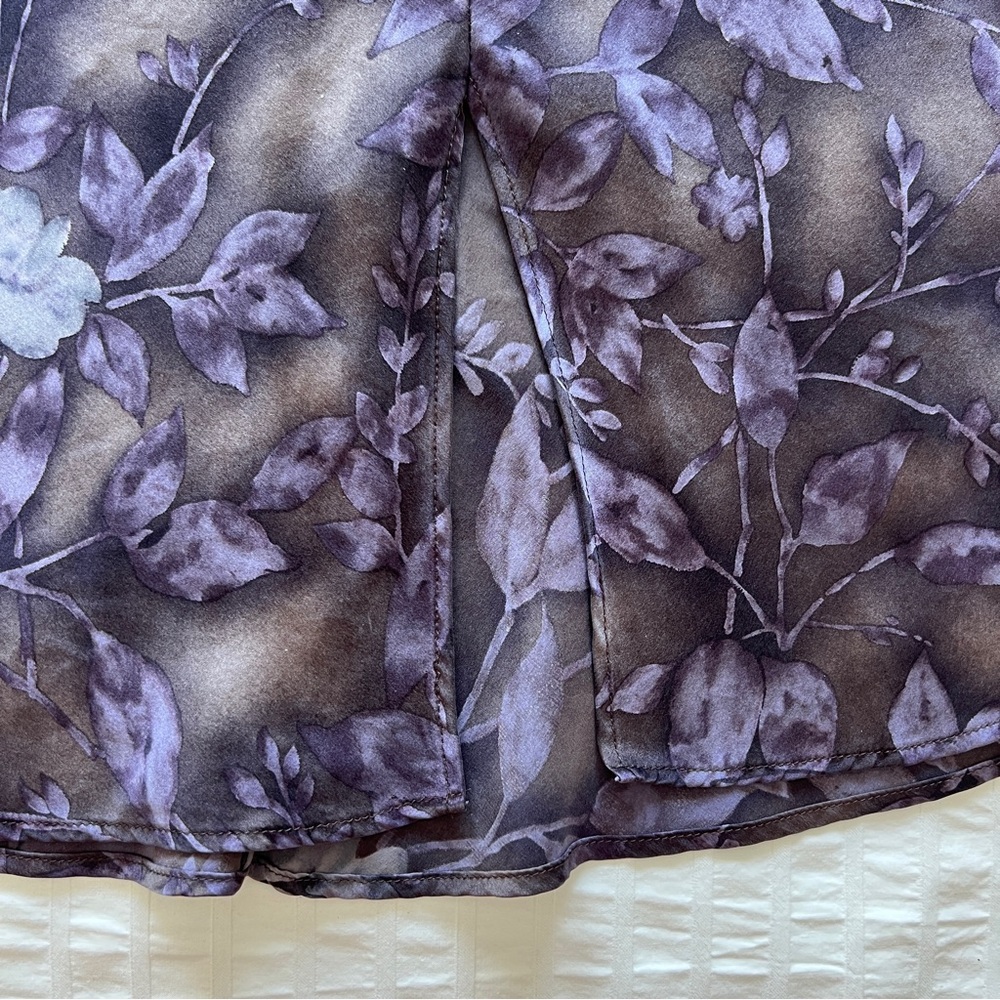 VTG Y2K Victoria's Secret Grey and Purple Floral Print 100% Silk Slip Dress, M - Picture 4 of 9